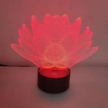 

Acrylic Lotus 3D LED Night Light 7-colors Transparent USB Power Rechargeable Touch Remote Visual Lava Shaped Lamp