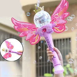 Baguette magique rose pour enfant, Machine à bulles, pistolet à bulles, musique lumineuse, jouet d'extérieur, cadeau d'anniversaire pour fille 