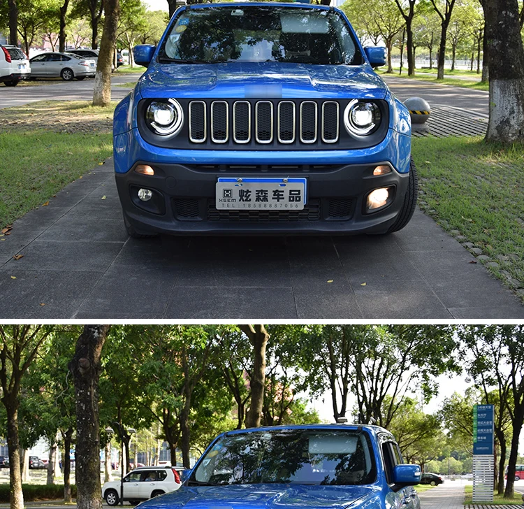 Автомобильный Стайлинг фар для Jeep Renegade- светодиодные фары DRL ходовые огни биксеноновый луч ангельские глазки Авто фара