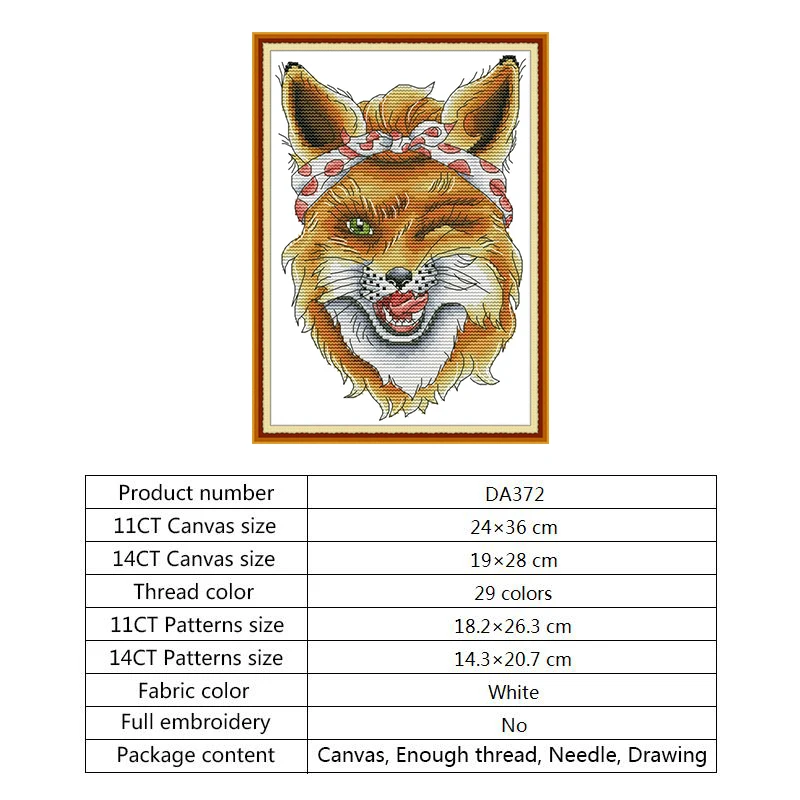 Chinese Cross Stitch Kits Embroidery Needlework Set DMC Cotton Thread Sly Fox DIY Printed Canvas Painting Counted Needlework Kit (4)