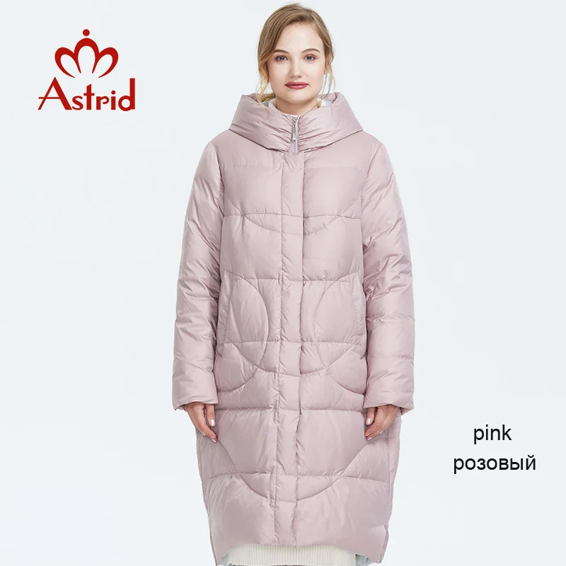Astrid Зима новое поступление пуховая куртка женская верхняя одежда высокое качество длинная плотная хлопковая теплая жeнскaя зимняя кyрткa AR-6596 - Цвет: F037 pink