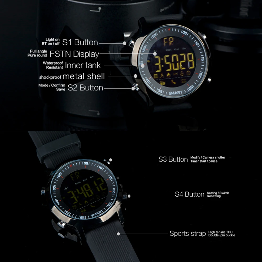 IP67 Waterproof EX18 Smart Watch Support Call and SMS alert Pedometer Sports Activities Tracker Wristwatch Smartwatch
