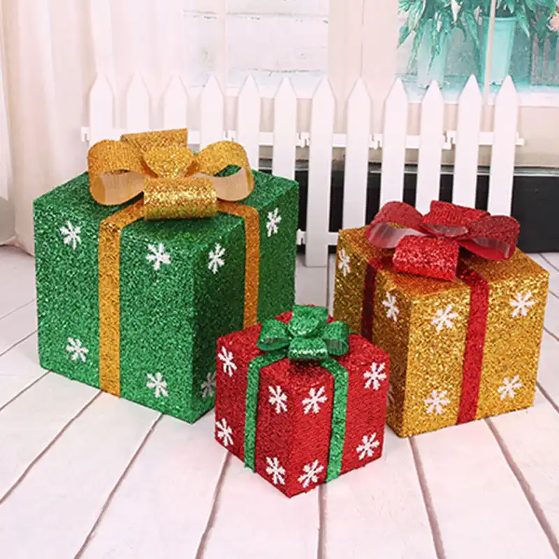 la caja de regalo de navidad mas reciente copo de nieve glitter embalaje para regalo cajas navidad regalo decorativo casero caja