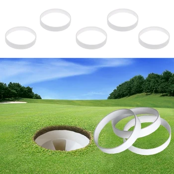 

5 Pieces White Plastic Golf Green Putting Cup Ring Golf Field Equipment Practice Putting Green Golf Cup Golf Training Aids 11cm