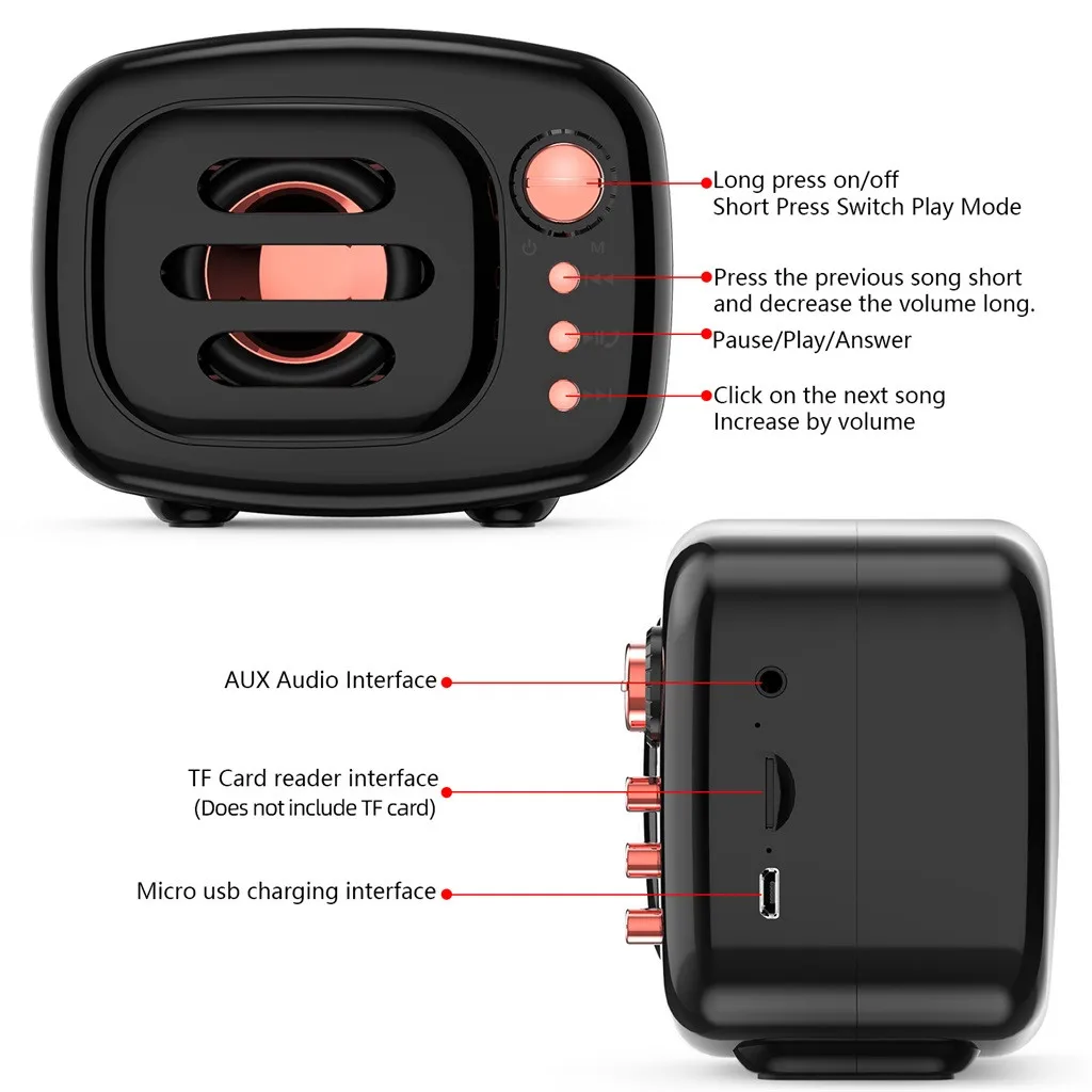 Speaker newest hot sales high quality Portable Wireless Bluetooth Stereo SD Card FM Speaker For Smartphone Tablet PC