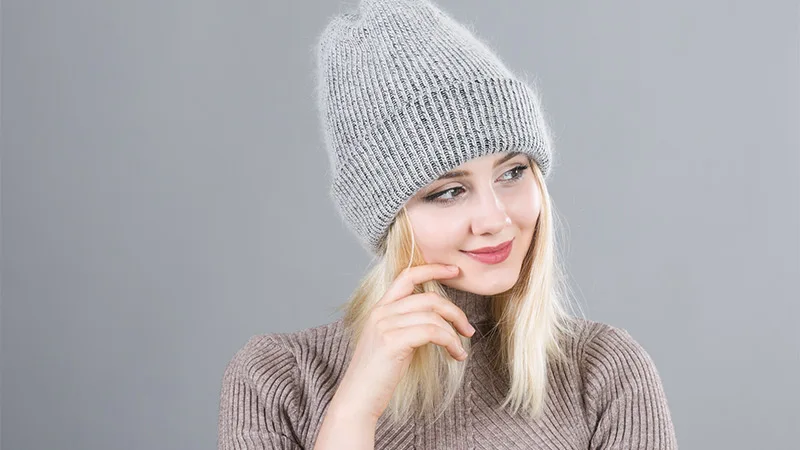 Women's Beanie Warm Hat Knit Cap Rabbit Mao Winter Headwear Women's Innocent Mini Hat Pure Color Cotton Cap Ski Warm Mask