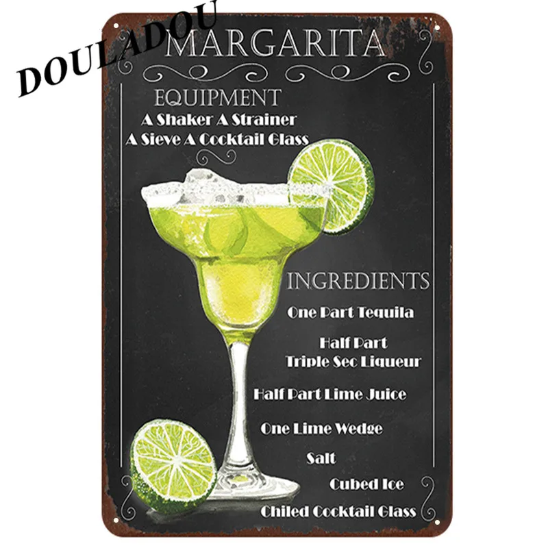 [Douladou] Cormopolitam Коктейльные металлические вывески Mojito оловянные вывески для паба настенные стикеры Ретро Клубное меню Арт плакат для паба магазин Poster20x30CM