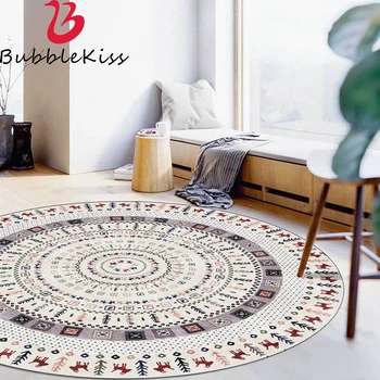

Bubble Kiss 2020 New Round Carpets and Rugs for Home Living Room Fashion Fresh National Style Deer Printed Rugs for Bedroom