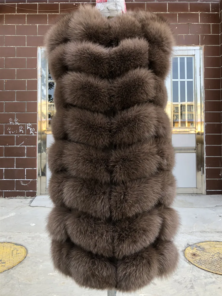 Импортный жилет из натурального Лисьего меха, куртка, жилетка, пальто для женщин, без рукавов, зимняя длинная толстая теплая Роскошная однотонная расцветка