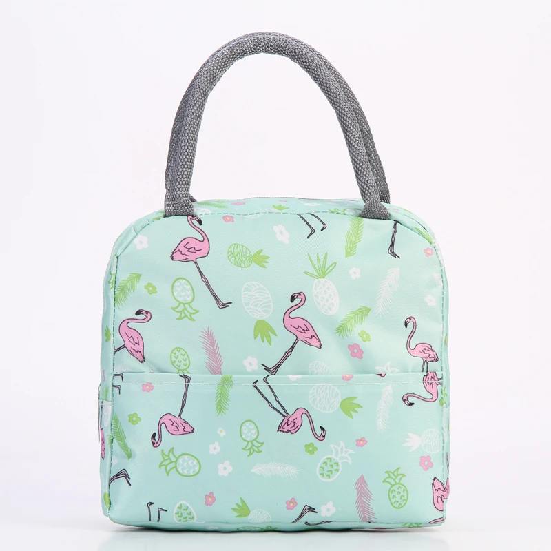 Green Flamingo Термосумка для ланча с фламинго для женщин, изолированная, Оксфорд, алюминиевая фольга, переносная сумка для ланча, для путешествий, пикника, Ланч-бокс с карманом 213 - Цвет: Green Flamingo
