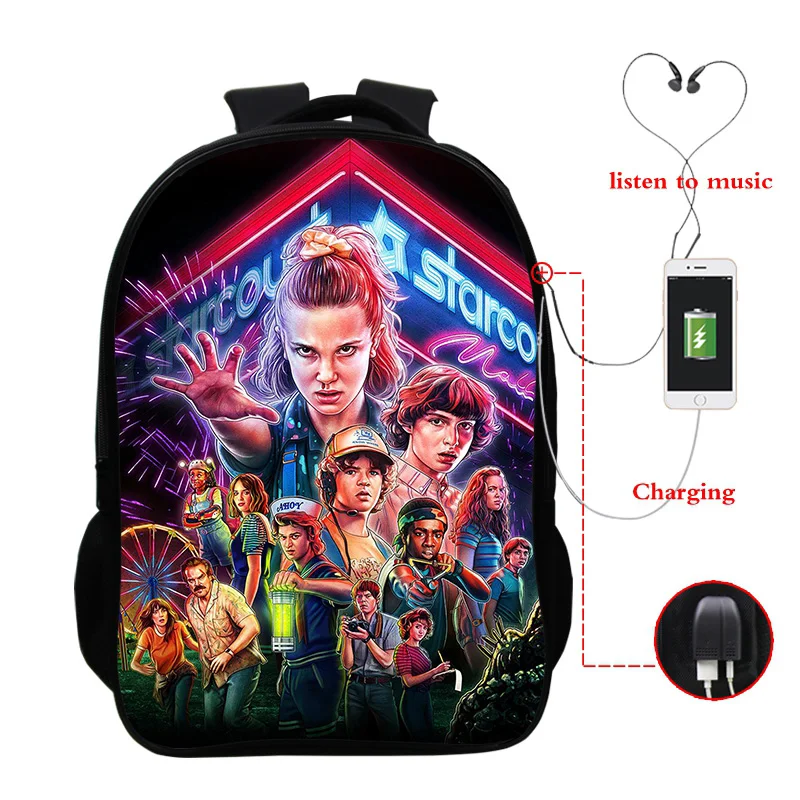 Newst Usb Mochila странные вещи рюкзак и сумка Dos школьные сумки для девочек-подростков Bookbag Cartera Mujer Hombre рюкзак - Цвет: 13
