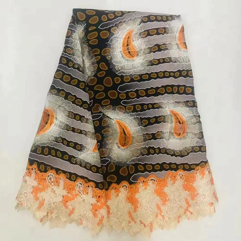 Высокое качество хлопок французский шнур кружева ткани вышивка цветочный узор Африканский воск батик ткань для красивой одежды! O-4599
