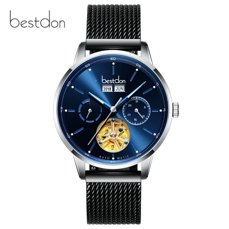 

Top brand luxury Switzerland Bestdon mechanical watch men Skeleton full steel automatic men watches waterproof reloj hombre hour