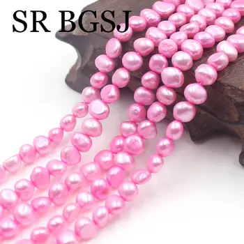 

Free Shipping 6-7mm 5 Strands Wholesale Rose Pink Baroque Potato Natural Freshwater Pearl Loose Beads 14"