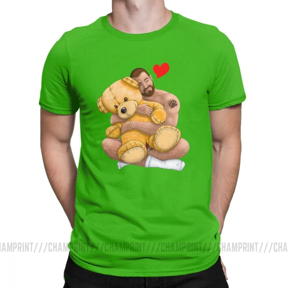 Bear Hug, повседневные мужские футболки, одежда для геев, Bear Art Pride Grrr LGBT, одежда с коротким рукавом, графическая футболка, хлопковая Футболка с круглым вырезом - Цвет: Зеленый