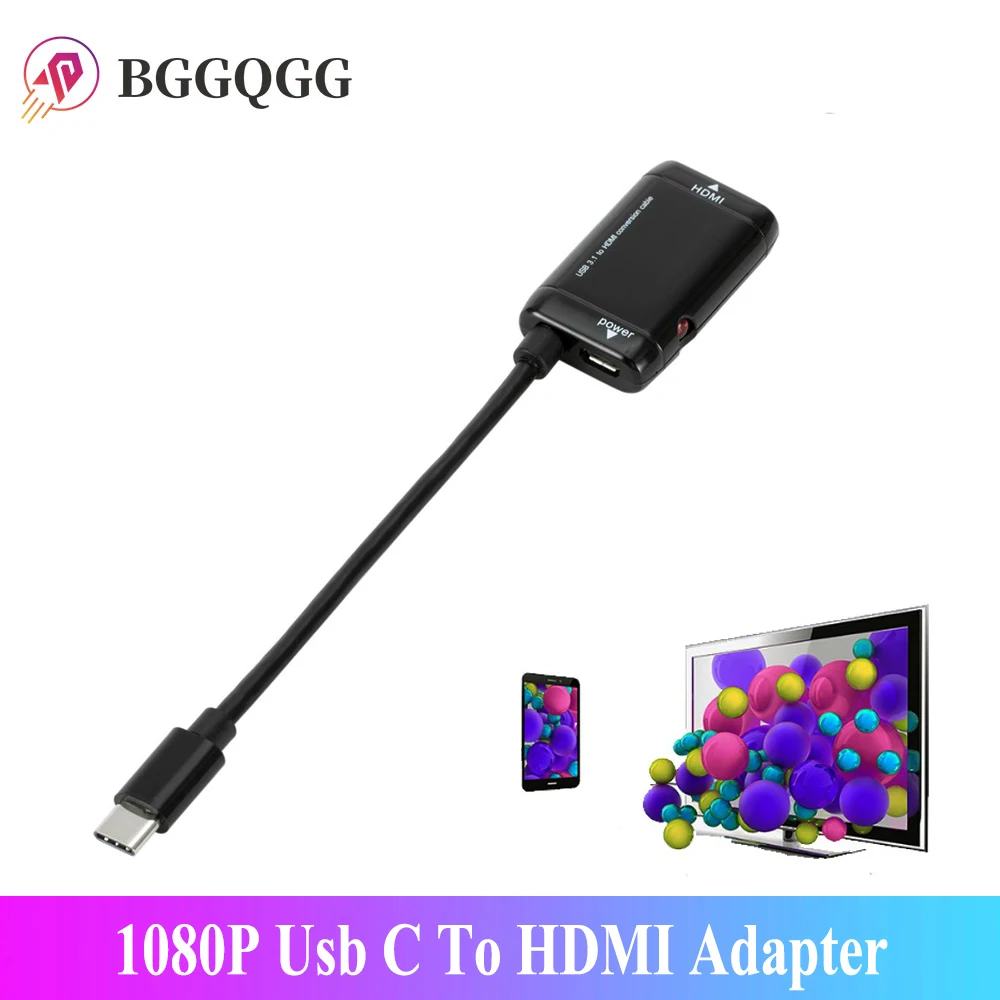Переходник USB 3.1 (штекер)/HDMI (разъем), BGGQGG, 1080p, для телефона, планшетов, HDTV, мониторов, проекторов