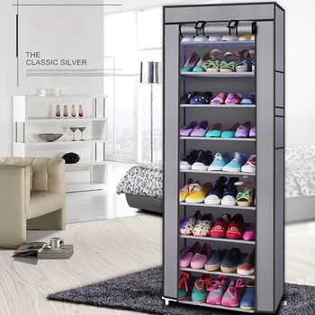 

Room-saving 9 Lattices Shoe Cabinet Non-woven Fabric Shoe Rack Gray