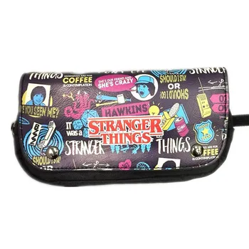 

Stranger Things PU + Canvas Cosmetic Bag Student Stationery Pouch Bag Makeup Organizer Bag