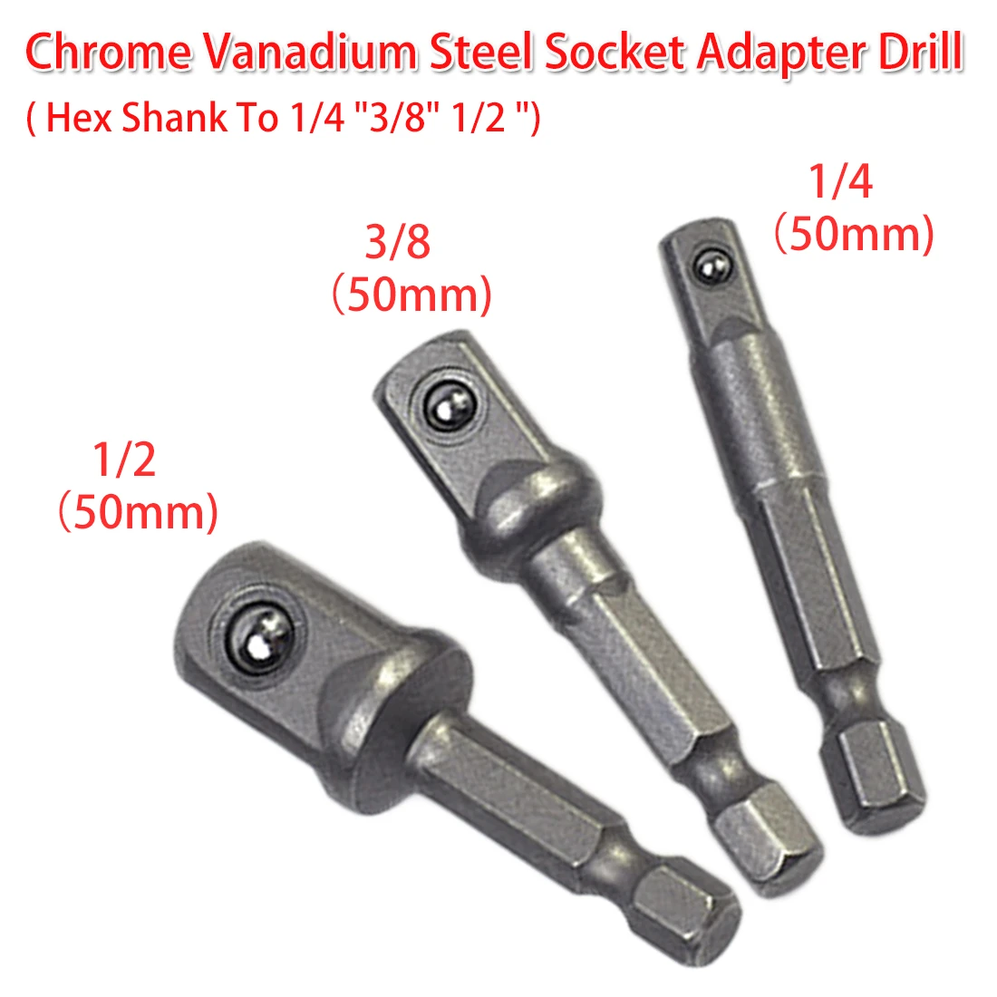 Socket Adapter 1//2Inch Nut Driver Socket Impact Hex Shank Extension Drill Bit Bar 50mm