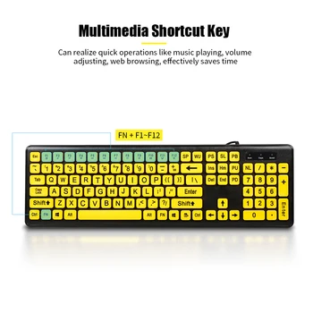 

Large Character Keyboard USB Wired Keyboard Easy To Watch Home Office Mute Keyboards for The Elderly Desktop Computer Laptop