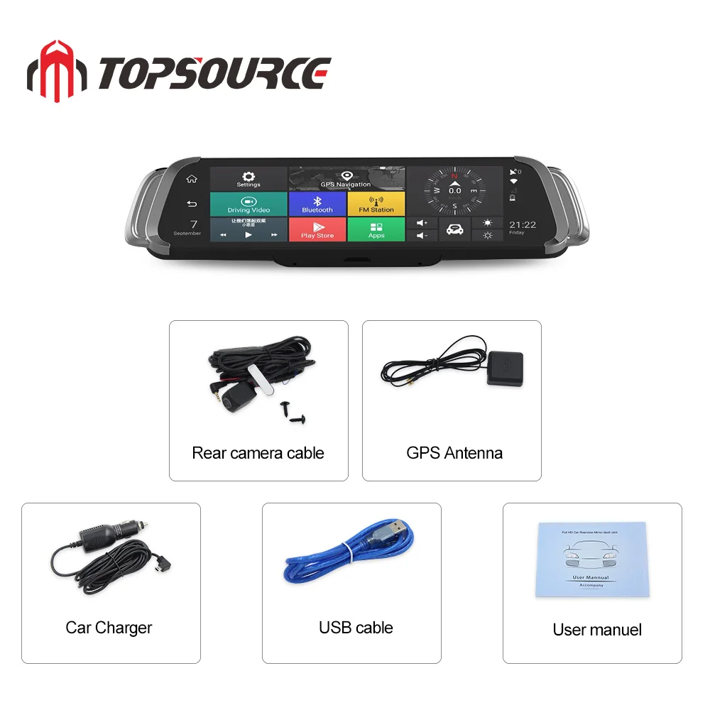 Автомобильный видеорегистратор TOPSOURCE FHD1080 система на базе Android циклическая