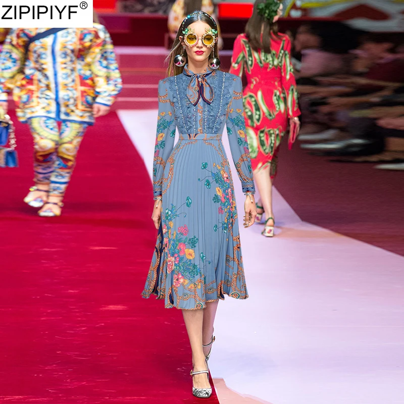 2020 spring and summer women's print pattern dress vintage long-sleeve new slim thin tide shirt long female vestidos | Женская