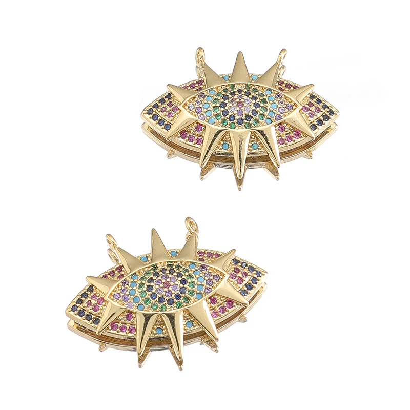 2Pcs Multicolor Sun Designer Charms Eye Pendant For DIY Earrings Necklace Bracelet Make Accessories Jewelry Making Gold