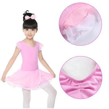 

New Arrival Kid Short Sleeve Gymnastic Leotard Ballet Baby Tutu Girls Cotton Short Sleeve Double Chiffon Skirt Pink Ballet Tutu
