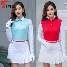 Спортивная одежда для гольфа, женская футболка с длинным рукавом, весенне-осенние дышащие топы, Облегающая рубашка с отложным воротником для гольфа, одежда