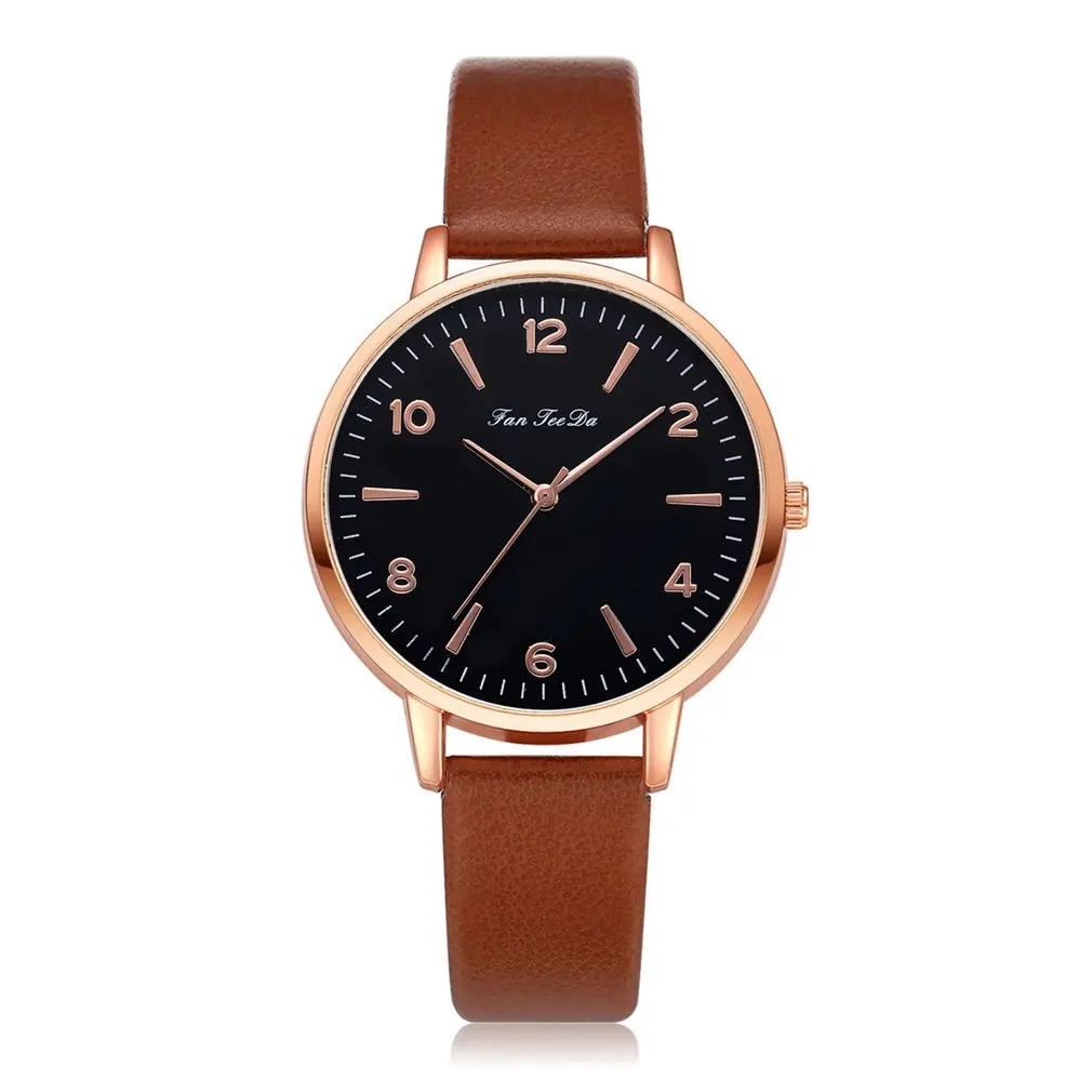 WT814004 Классический черный циферблат Модные женские кварцевые наручные часы разных цветов кожаный ремешок Аналоговый кварцевый Reloj femen - Цвет: WT814004