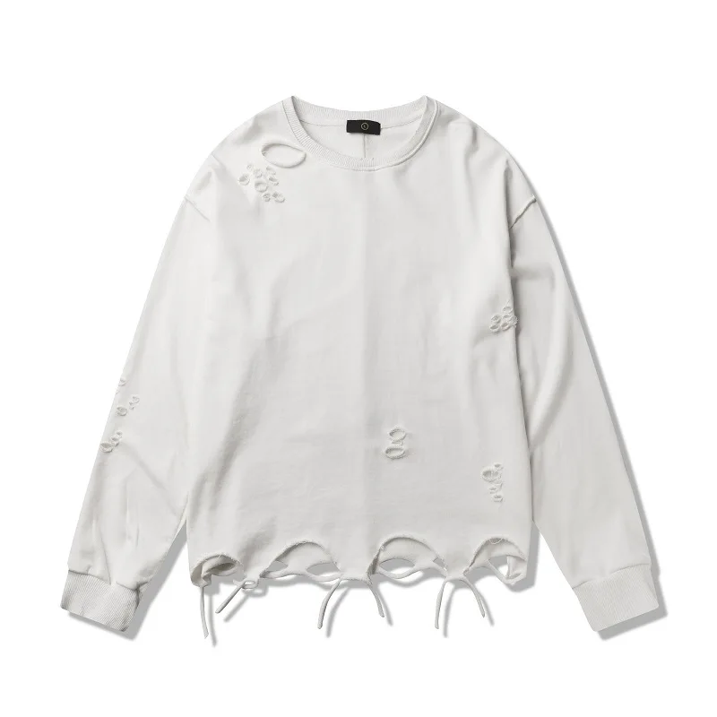 QoolXCWear мужские модные толстовки с дырками три цвета оверсайз Highstreet Sweatershirt INS пуловер толстовки для мужчин 2505