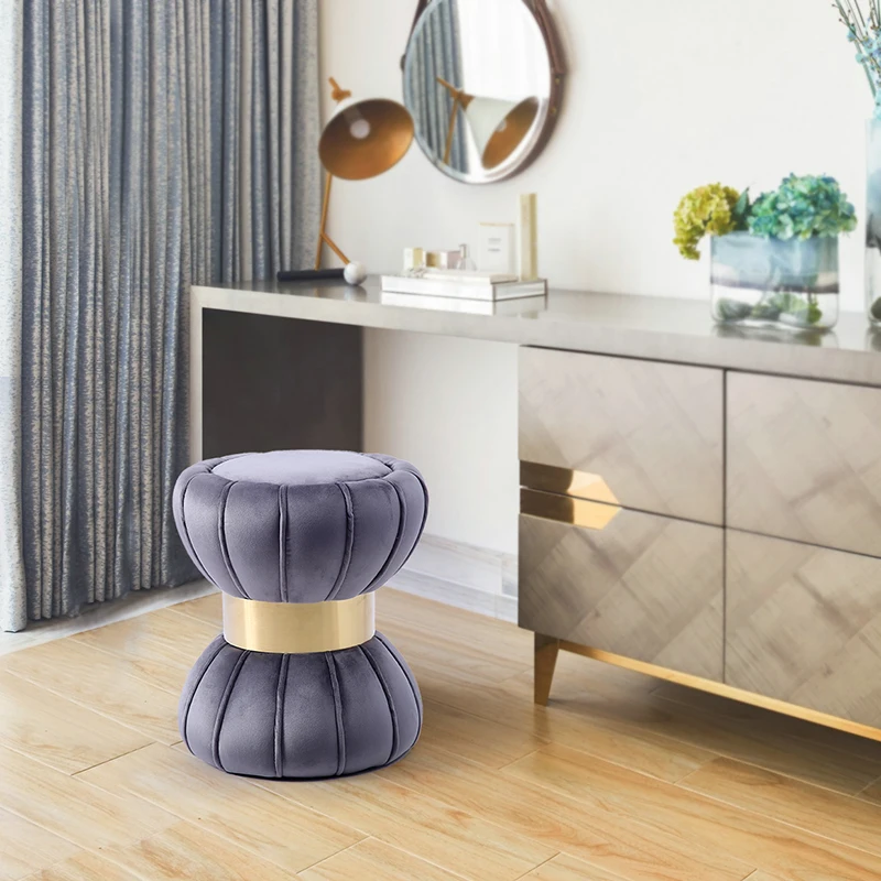 Nordic Solid Wood Dressing Stool Stainless Steel Light Luxury