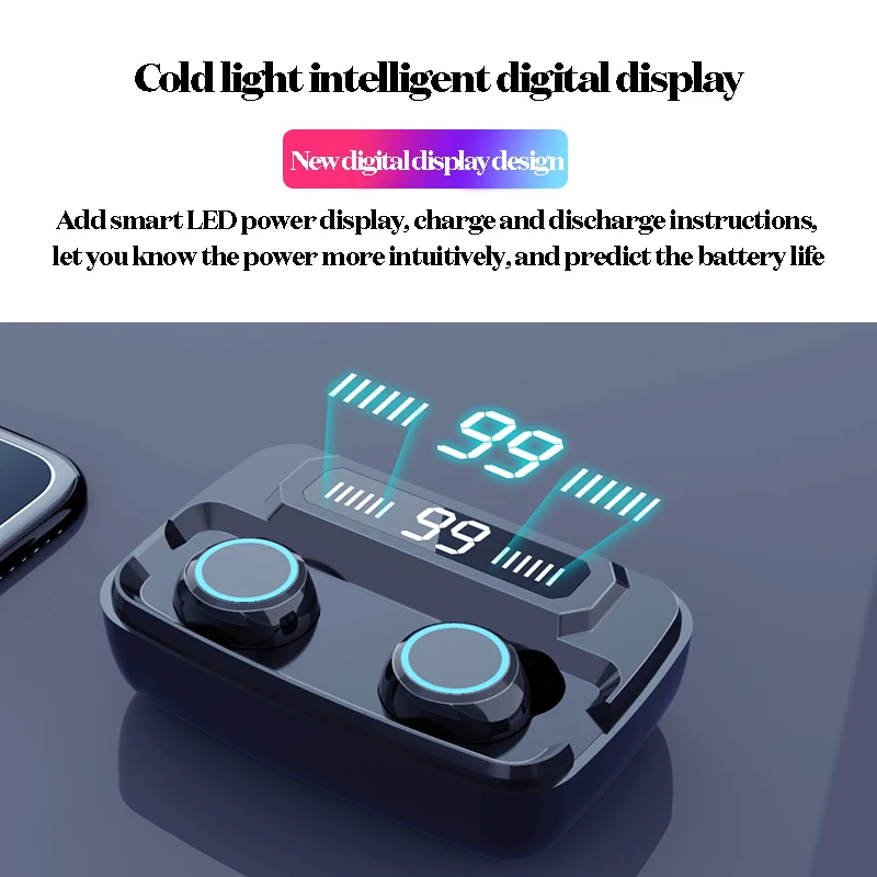 US $169.90 Wireless Earphones Bluetooth V50 TWS Wireless Bluetooth Headphones LED Display With 3300mAh Power Bank Headsets With Microphone