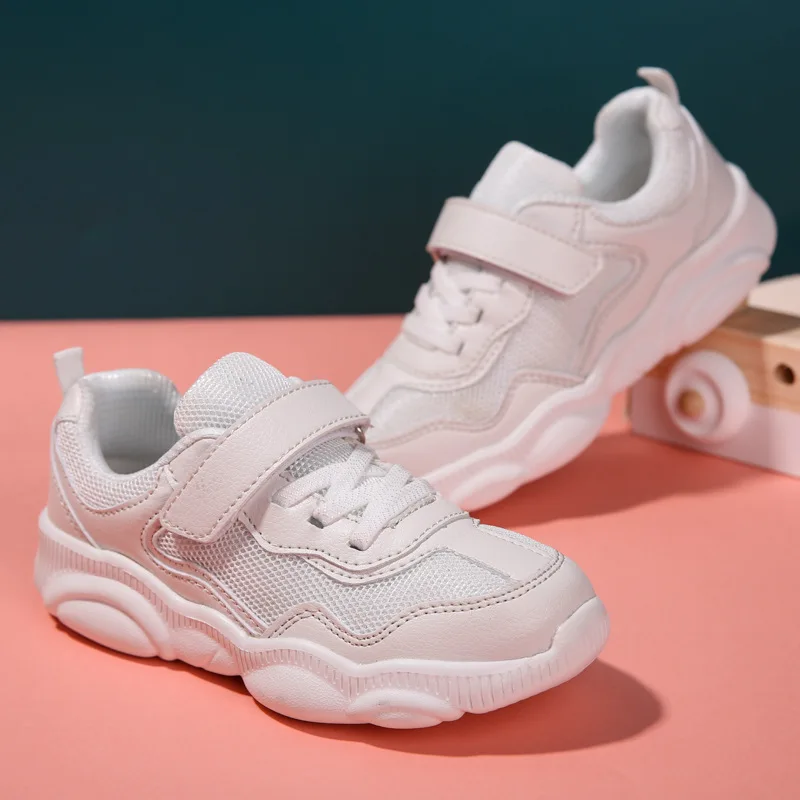 

White Shoes Children bear xie 2019 Autumn New Style Men And Women Children Korean-style Punched Sheet Surface Athletic Shoes Dad