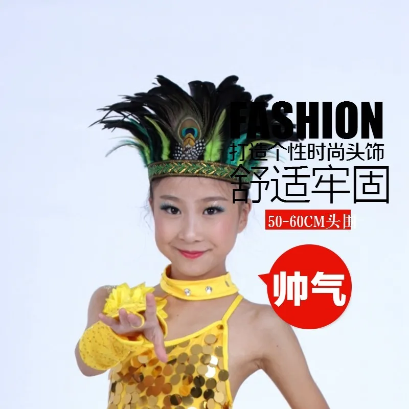 

New Headband Bonnet Hat Ethnic Ostrich Feather Headwear Natural Peacock Feather Headdress Costume