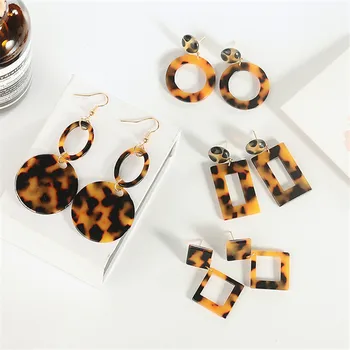 

2019 Japan Korea New cute acetate Geometric Triangle Square acrylic needle thread small earrings girl wholesale