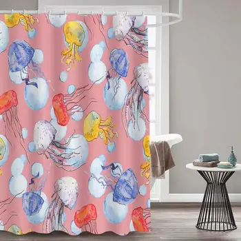 

MTMETY Cartoon Color Turtle Jellyfish Shower Curtains Bathroom Decor Bath Curtains Waterproof Polyester Fabric Curtain 12 hooks