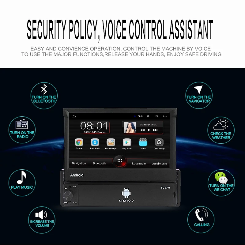 7 дюймов Android 8,1 Автомагнитола 1 Din MP5 плеер+ Wifi+ gps+ Bluetooth+ AM/FM Автомобильный мультимедийный плеер+ 4LED камера