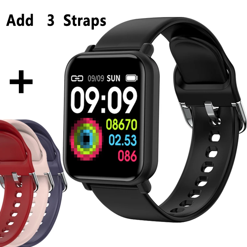 Add 3 straps Bluetooth 5,0, Смарт-часы, мужские, водонепроницаемые, IP68, Смарт-часы, женские, кровяное давление, трекер активности, часы, смарт-Спорт для Android Ios - Цвет: Add 3 straps