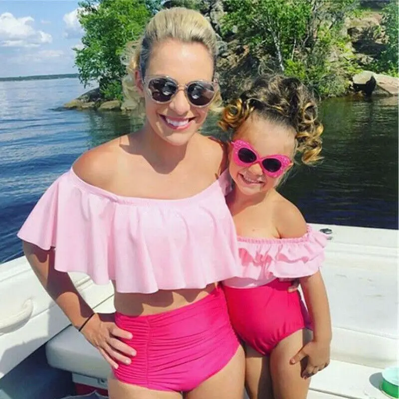 

Matching Family Swimsuit Bathing Suits Mother Girl Bikini Set Mom and Daughter Swimsuits Female Children Baby Kid Beach Swimwear