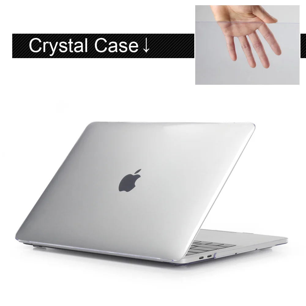 Crystal Transparent Чехол для ноутбука с принтом для Apple MacBook Air Pro retina 11 12 13 15 mac book 13,3 дюймов с сенсорной панелью+ чехол для клавиатуры - Цвет: Crystal Transparent