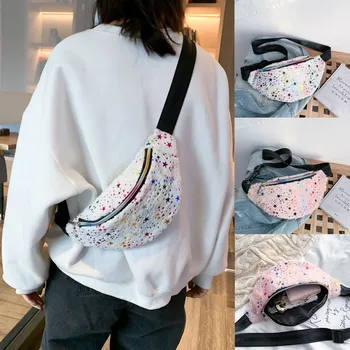 

Hot Women Waist Packs Plush Girl Floral Glitter Holiday Belt Wallet Bum Travel Bag Pouch Laser Glass Floral Waist Chest Bag #T1G