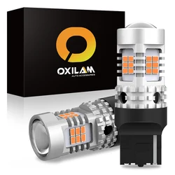 Oxilam 2 pces canbus nenhum erro carro led t20 7440 w21w w21/5w lâmpadas transformar a luz do sinal 2200k âmbar 3020smd para mercedes benz audi bmw