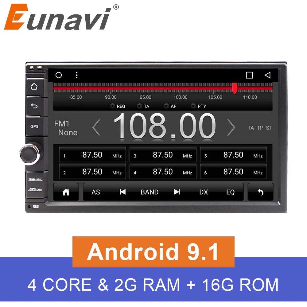 Eunavi Универсальный двойной 2 din Android 9 1 автомобильный радиоприемник