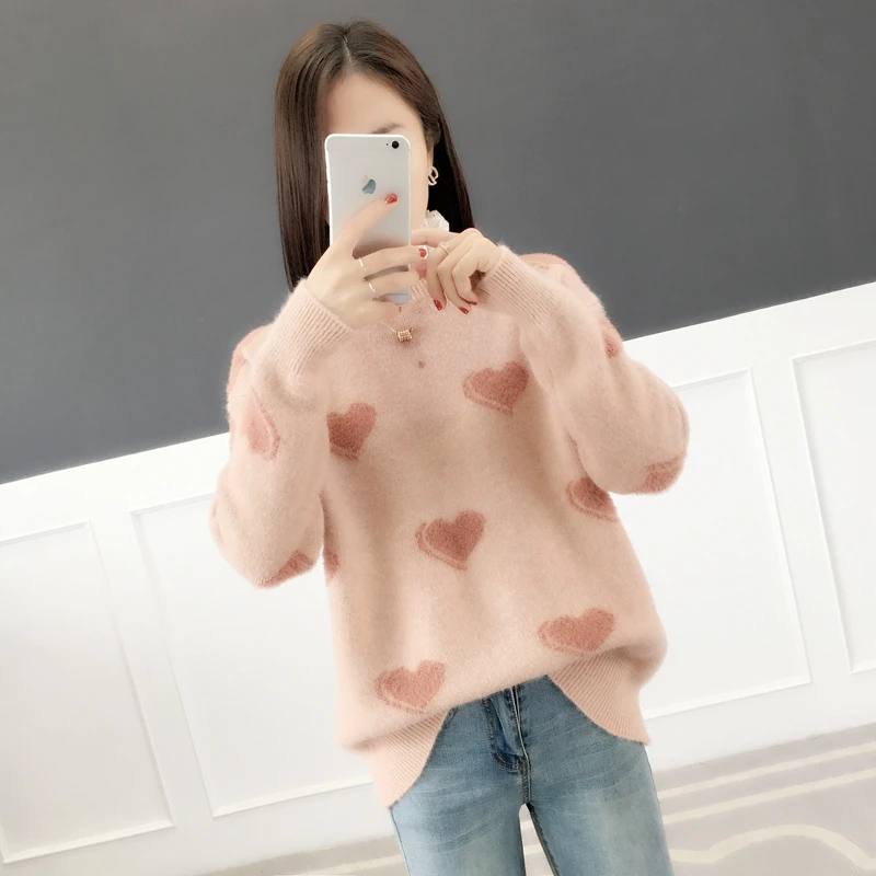 Pink Свитер женский пуловер кружевной collar3038-настоящий кружевной свитер с воротником средней высоты пуловер 54W Zone 65 - Цвет: Pink