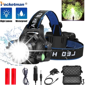 SPECIAL OFFER ❤️ 12000lumens Led Headlamp L2/T6 Waterproof Headlight Head Torch Flashlight Head lamp light by 18650 battery for Fishing Hunting - discount item 91% OFF Lights & Lighting