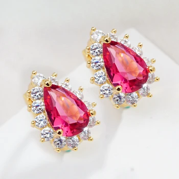 

Classic Waterdrop Crystal Cubic Zirconia Gold Hoop Earrings for Women Fashion Earrings