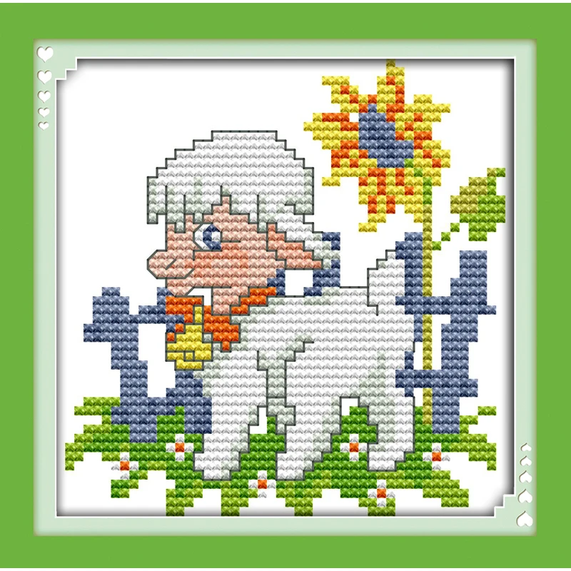 Everlasting Love A Cute Little Goat Chinese Cross Stitch Kits Ecological Cotton Stamped Printed 11CT DIY New Year Decorations | Дом и сад
