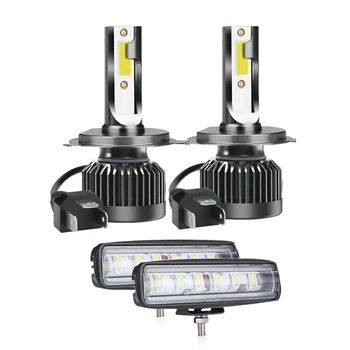 

1 Set Headlight : 1 Pair Led Bulbs H4 Conversion Kit Beam Extremely Bright 6000K White 12000 Lumens & 1 Pcs 8D Lens 90W 6 Inch 1