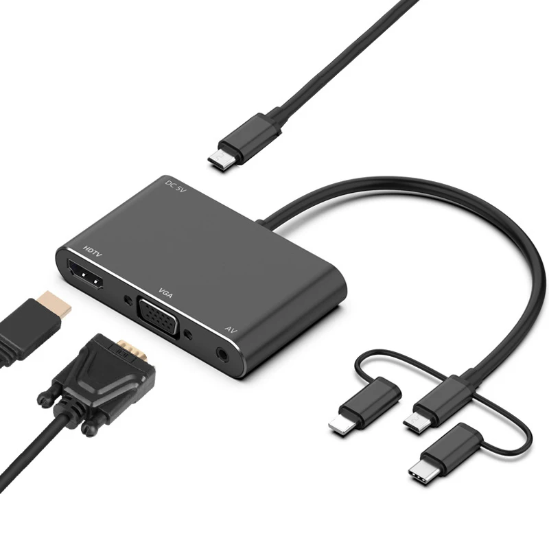 Кабель адаптер VGA HDMI для IPhone 11 Pro Max XS XR 6 7 8 Huawei P20 P30 Samsung S8 S9 S10 IOS Type C Android ТВ